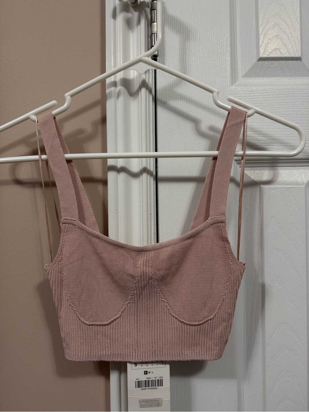 Zara Ribbed Crop Bralette in Dusty Pink